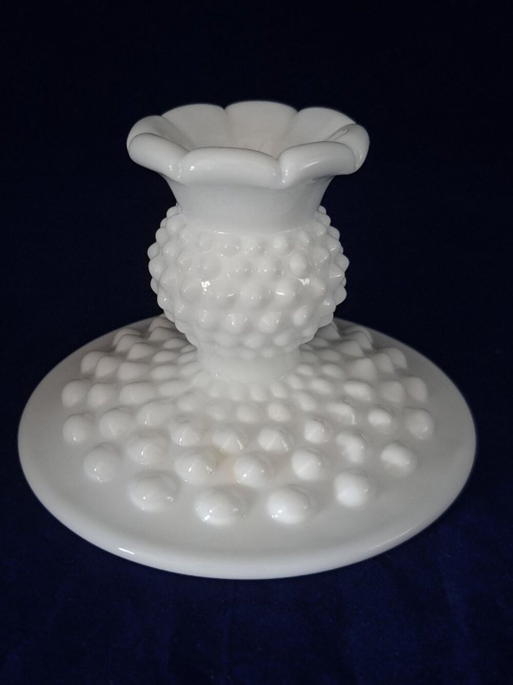 Hobnail Milk Glass Candle Holder By Fenton